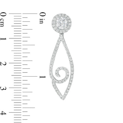 0.75 CT. T.W. Diamond Frame and Swirl Marquise Drop Earring Jackets in 14K White Gold