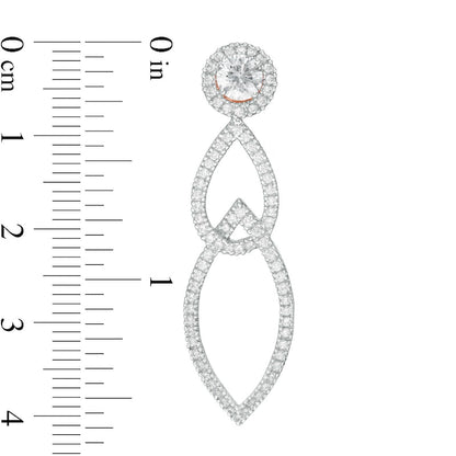 1 CT. T.W. Diamond Frame and Interlocking Geometric Drop Earring Jackets in 14K Rose Gold