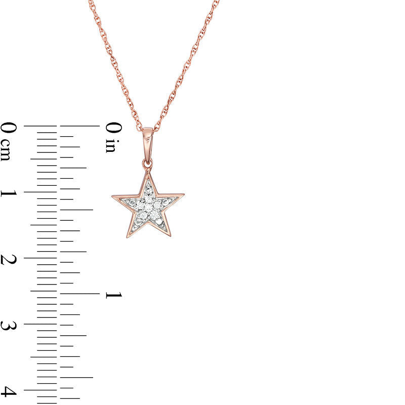 0.05 CT. T.W. Natural Diamond Star Charm Pendant in 10K Rose Gold