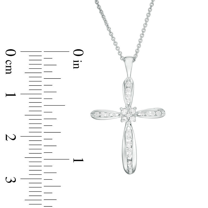 0.25 CT. T.W. Natural Diamond Cross Pendant in 14K White Gold