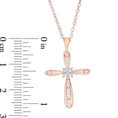 0.25 CT. T.W. Natural Diamond Cross Pendant in 14K Rose Gold