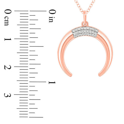 0.1 CT. T.W. Natural Diamond Crescent Pendant in Sterling Silver and 14K Rose Gold Plate