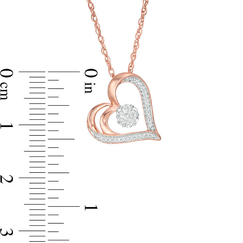 0.07 CT. T.W. Natural Diamond Flower and Heart Outline Pendant in 10K Rose Gold