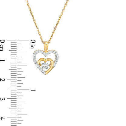 Unstoppable Love™ 0.2 CT. T.W. Natural Diamond Double Heart Outline Pendant in 10K Yellow Gold