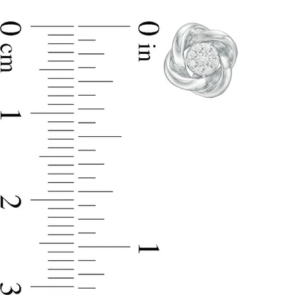 0.1 CT. T.W. Composite Diamond Love Knot Stud Earrings in 10K White Gold