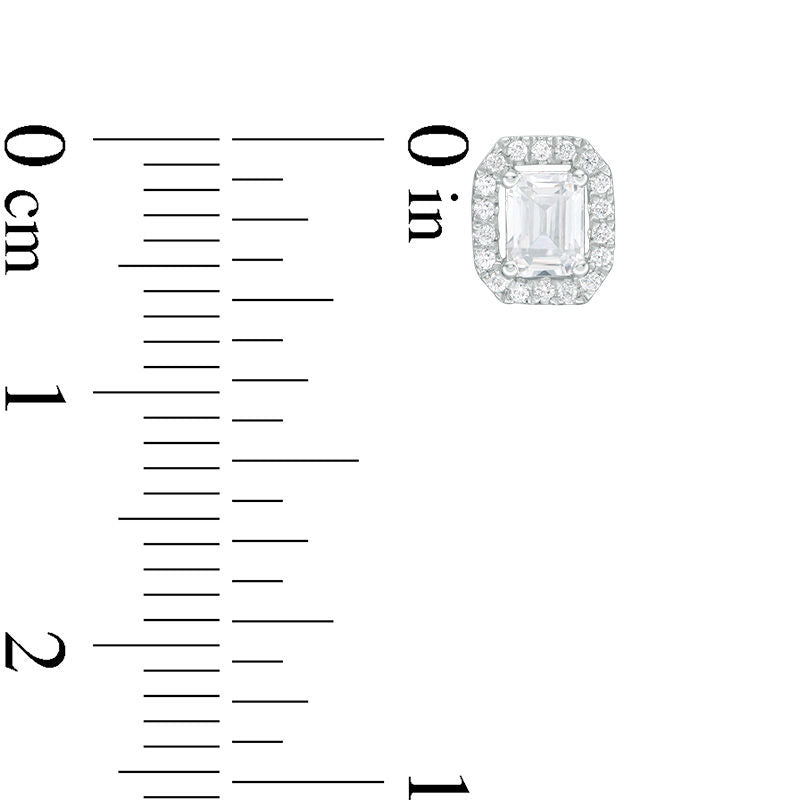0.5 CT. T.W. Certified Emerald-Cut Diamond Octagon Frame Stud Earrings in 14K White Gold (I/I1)