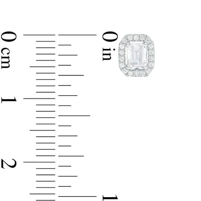 0.5 CT. T.W. Certified Emerald-Cut Diamond Octagon Frame Stud Earrings in 14K White Gold (I/I1)