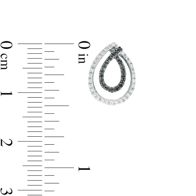 0.33 CT. T.W. Enhanced Black and White Diamond Double Teardrop Outline Drop Earrings in 10K White Gold