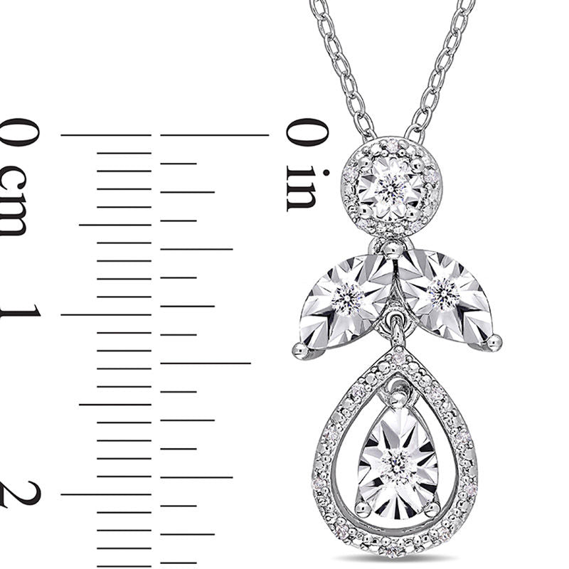 0.13 CT. T.W. Natural Diamond Frame Teardrop Pendant in Sterling Silver