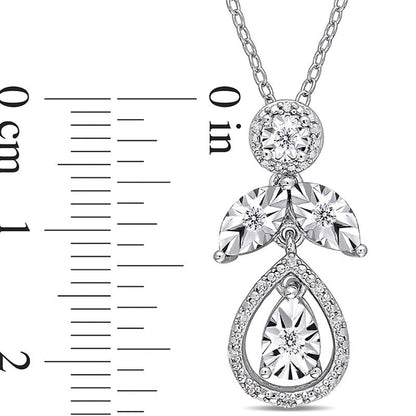 0.13 CT. T.W. Natural Diamond Frame Teardrop Pendant in Sterling Silver