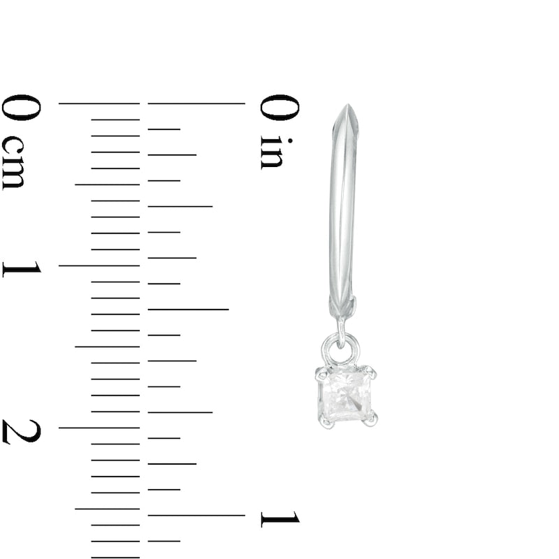 0.25 CT. T.W. Certified Princess-Cut Diamond Solitaire Drop Hoop Earrings in 14K White Gold (I/VS2)