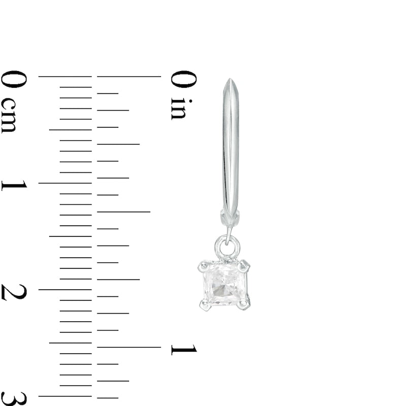 0.5 CT. T.W. Certified Princess-Cut Diamond Solitaire Drop Hoop Earrings in 14K White Gold (I/VS2)
