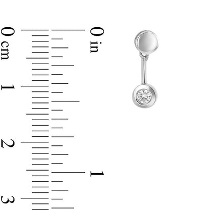 0.17 CT. T.W. Diamond Bezel-Set Solitaire Pendulum Drop Earrings in 14K White Gold