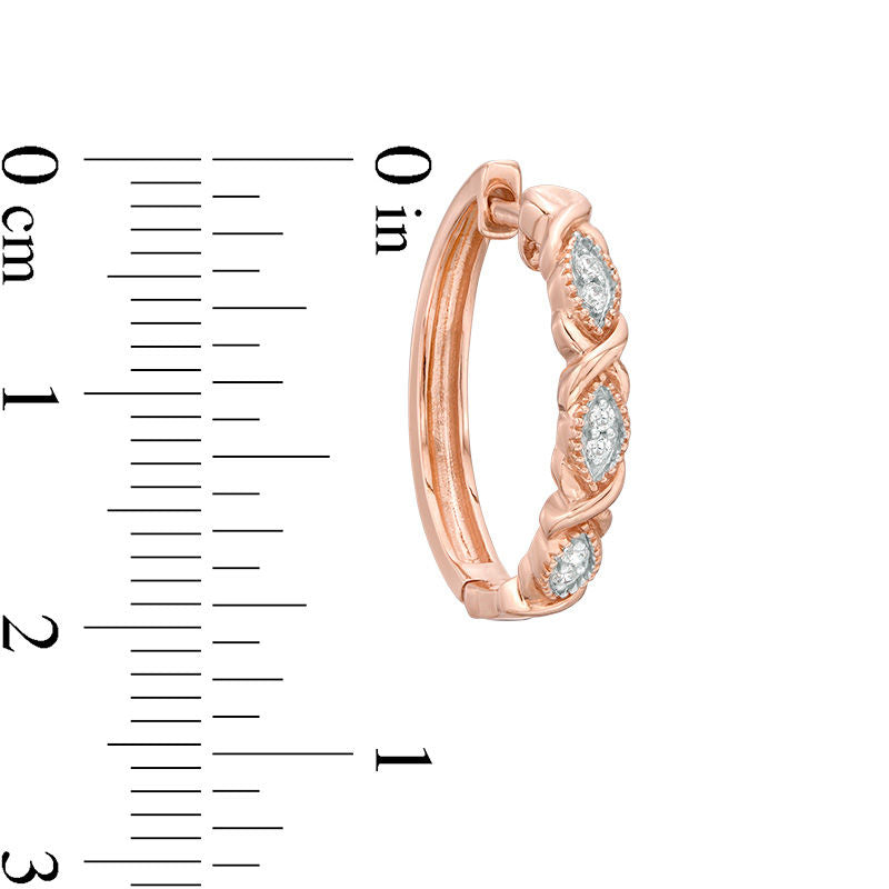 0.1 CT. T.W. Diamond Vintage-Style Marquise Twist Hoop Earrings in 10K Rose Gold