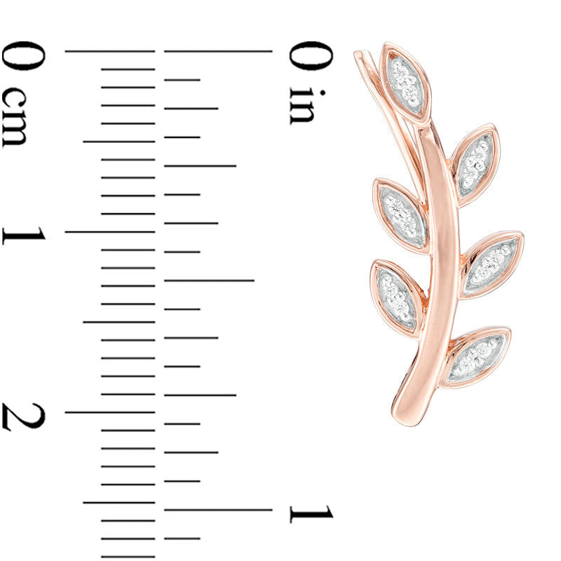 0.07 CT. T.W. Diamond Vine Crawler Earrings in 10K Rose Gold