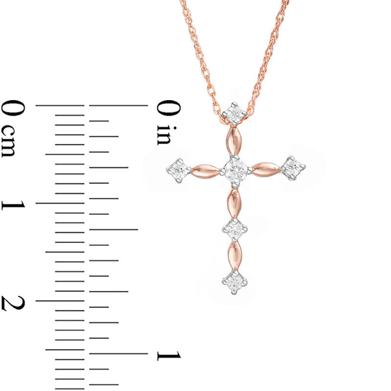 0.1 CT. T.W. Natural Diamond Cross Pendant in 10K Rose Gold