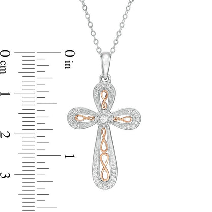 0.17 CT. T.W. Natural Diamond Infinity Cross Pendant in 10K Two-Tone Gold