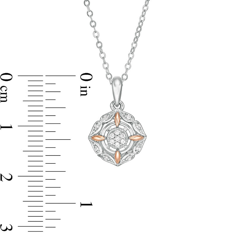 0.07 CT. T.W. Composite Natural Diamond Antique Vintage-Style Pendant in 10K Two-Tone Gold