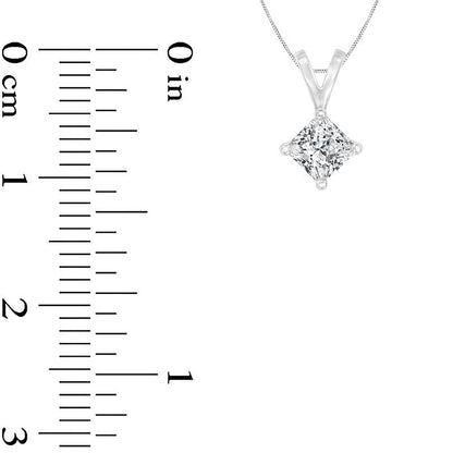 0.5 CT. Certified Princess-Cut Natural Clarity Enhanced Solitaire Pendant in 14K White Gold (I/SI2)