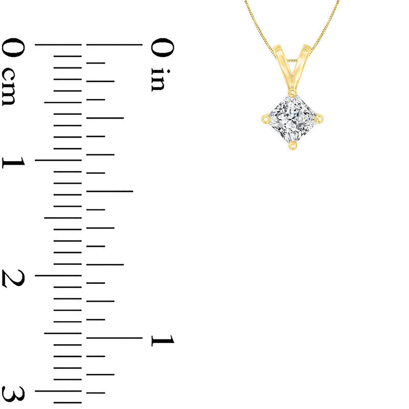 0.25 CT. Certified Princess-Cut Natural Clarity Enhanced Solitaire Pendant in 14K Gold (I/VS2)
