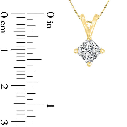 1 CT. Certified Princess-Cut Natural Clarity Enhanced Solitaire Pendant in 14K Gold (I/SI2)