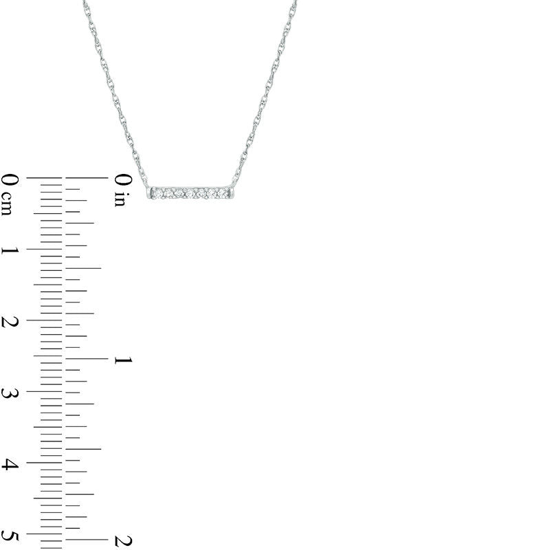 0.07 CT. T.W. Natural Diamond Bar Necklace in 10K White Gold - 17.5"