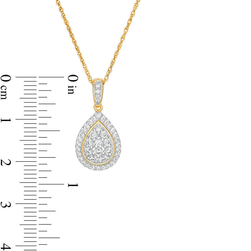 0.5 CT. T.W. Composite Natural Diamond Teardrop-Shaped Frame Pendant in 10K Yellow Gold