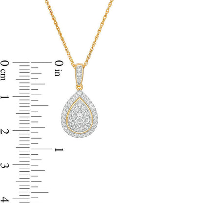 0.5 CT. T.W. Composite Natural Diamond Teardrop-Shaped Frame Pendant in 10K Yellow Gold