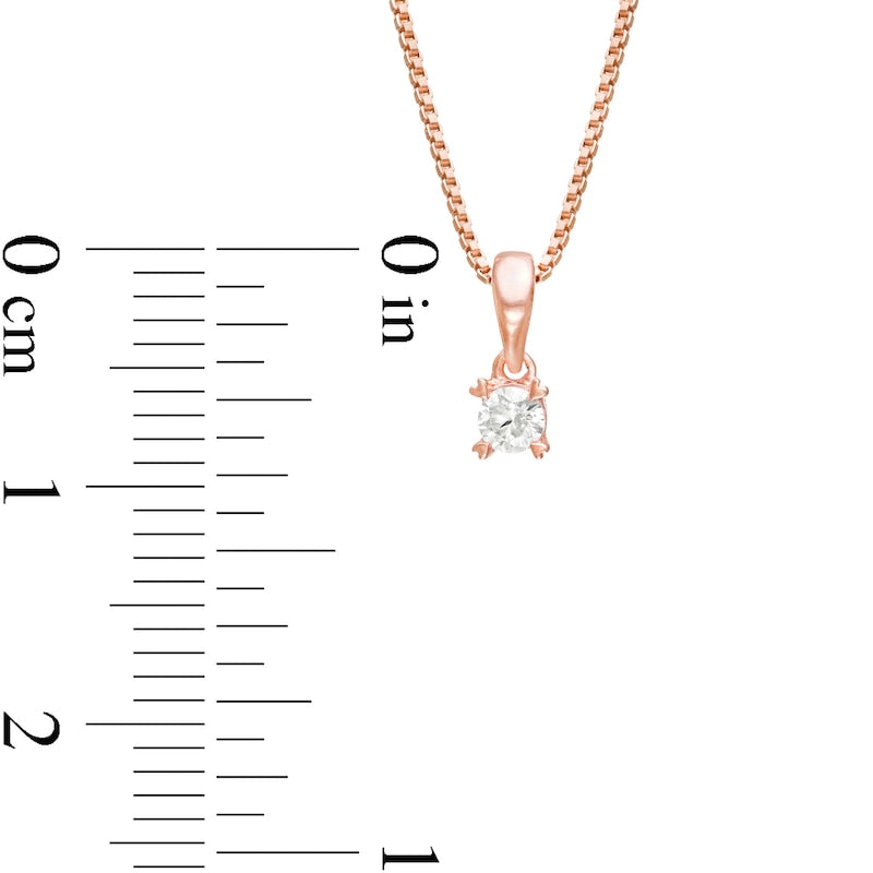 0.1 CT. T.W. Natural Clarity Enhanced Solitaire with Heart Prongs Pendant in 10K Rose Gold