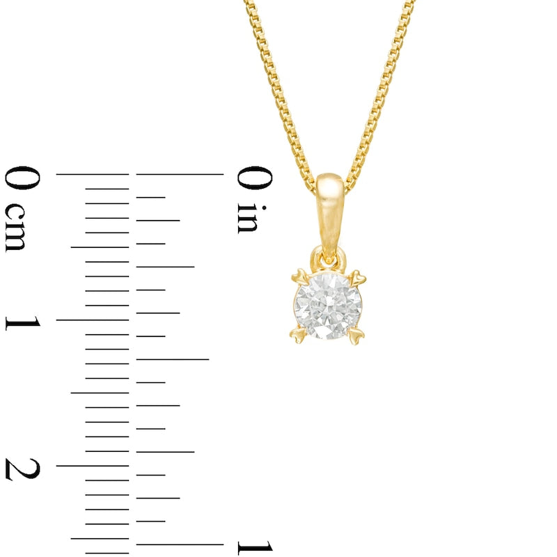 0.38 CT. T.W. Natural Clarity Enhanced Solitaire with Heart Prongs Pendant in 10K Yellow Gold
