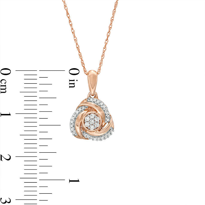 0.07 CT. T.W. Composite Natural Diamond Love Knot Pendant in 10K Rose Gold