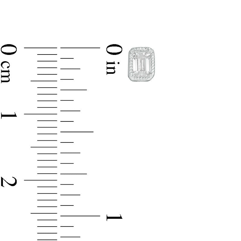 0.38 CT. T.W. Emerald-Cut Diamond Solitaire Vintage-Style Stud Earrings in 10K White Gold