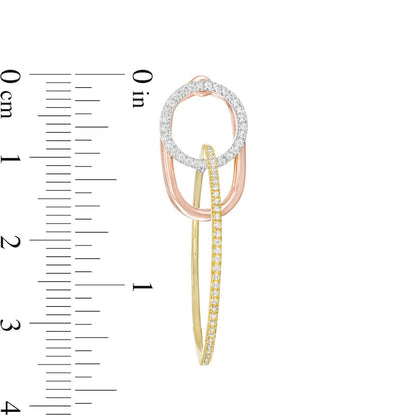 0.5 CT. T.W. Diamond Circle Trio Drop Earrings in 10K Tri-Tone Gold