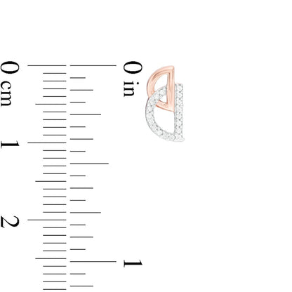 0.05 CT. T.W. Diamond Interlocking Half Circle Stud Earrings in 10K Rose Gold