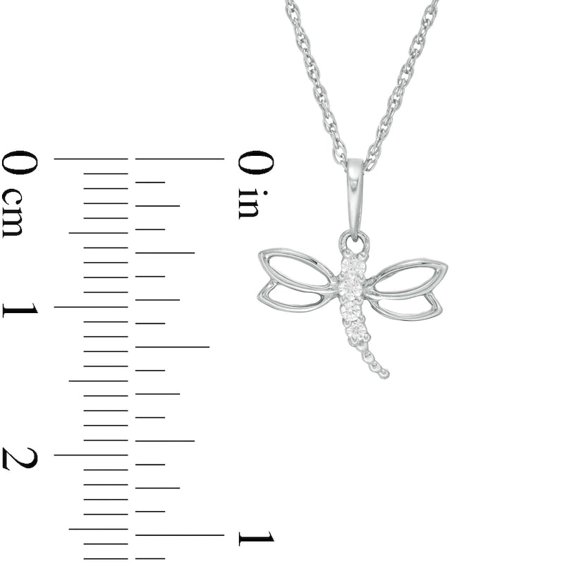 0.05 CT. T.W. Natural Diamond Dragonfly Pendant in Sterling Silver