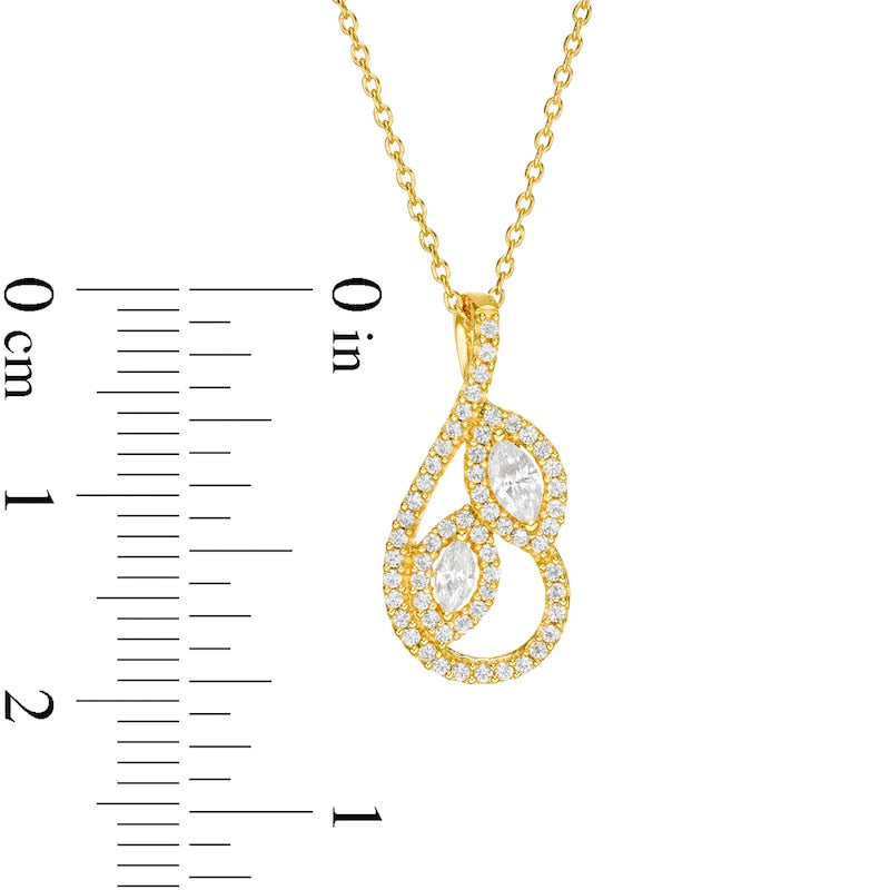 0.25 CT. T.W. Marquise Natural Diamond Leaves Teardrop Pendant in 10K Yellow Gold