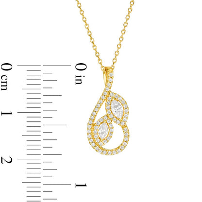 0.25 CT. T.W. Marquise Natural Diamond Leaves Teardrop Pendant in 10K Yellow Gold