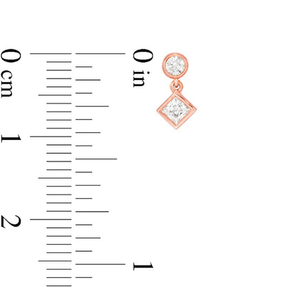 0.33 CT. T.W. Princess-Cut Diamond Tilted Bezel-Set Drop Earrings in 10K Rose Gold