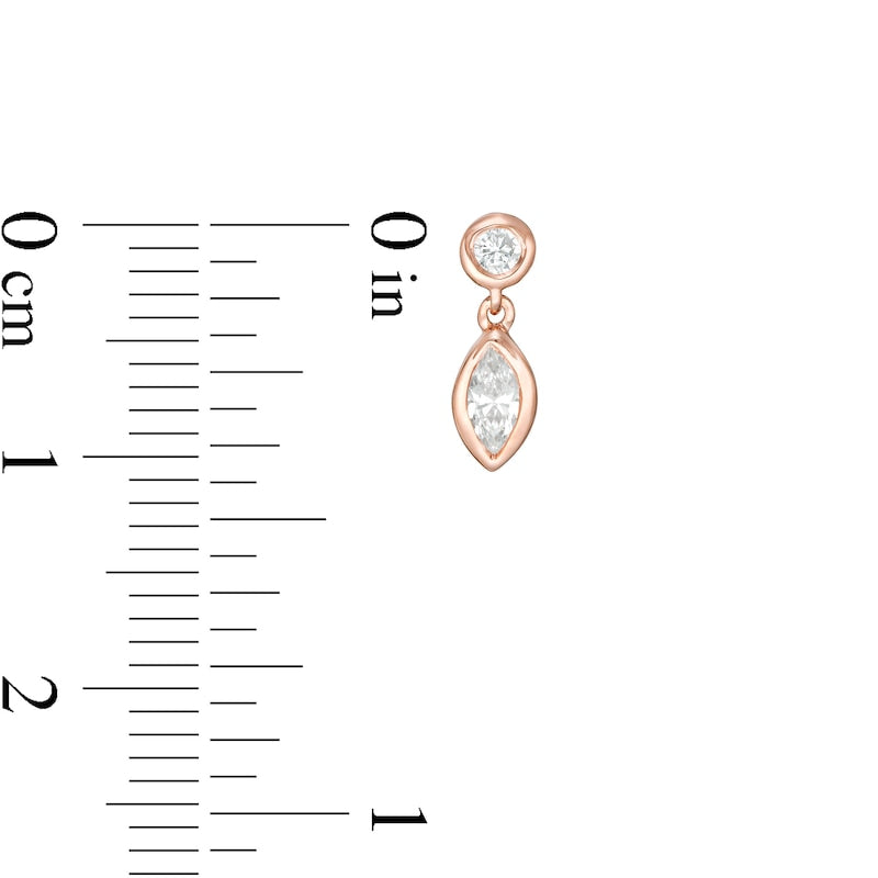 0.33 CT. T.W. Marquise Diamond Bezel-Set Drop Earrings in 10K Rose Gold