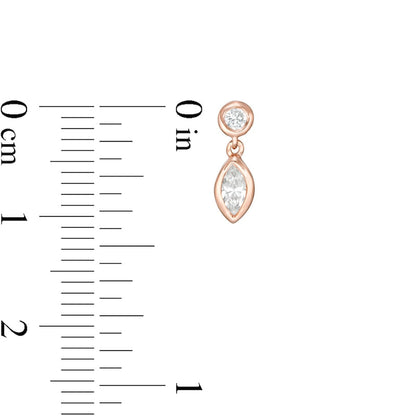 0.33 CT. T.W. Marquise Diamond Bezel-Set Drop Earrings in 10K Rose Gold