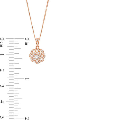 0.25 CT. T.W. Natural Diamond Frame Flower Drop Pendant in 10K Rose Gold