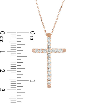 0.5 CT. T.W. Certified Natural Diamond Cross Pendant in 14K Rose Gold (H/I1)