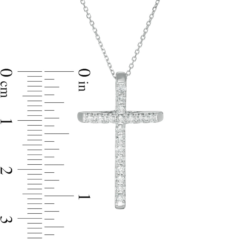 0.5 CT. T.W. Certified Natural Diamond Cross Pendant in 14K White Gold (H/I1)