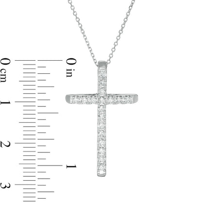0.5 CT. T.W. Certified Natural Diamond Cross Pendant in 14K White Gold (H/I1)