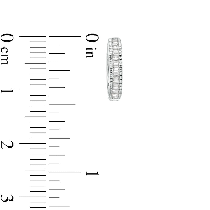 0.25 CT. T.W. Baguette Diamond Vintage-Style Hoop Earrings in 10K White Gold