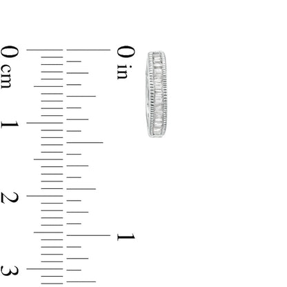 0.25 CT. T.W. Baguette Diamond Vintage-Style Hoop Earrings in 10K White Gold