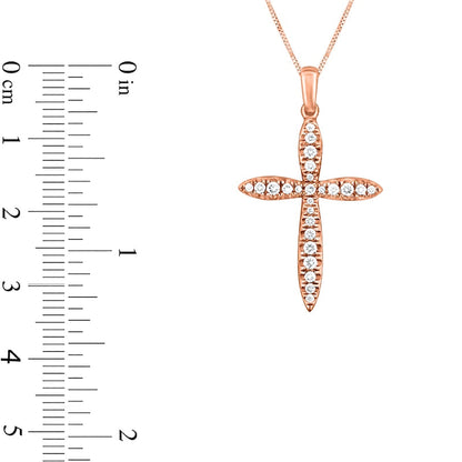0.33 CT. T.W. Natural Diamond Tapered Cross Pendant in 10K Rose Gold