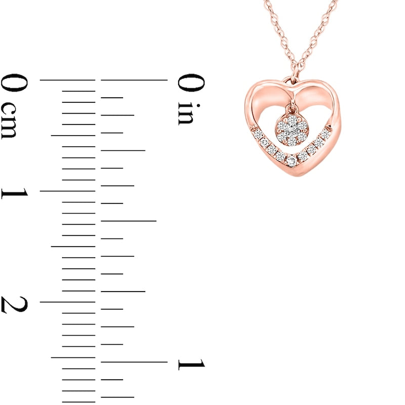 0.1 CT. T.W. Natural Diamond Heart Outline Pendant in 10K Rose Gold