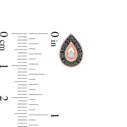 0.07 CT. T.W. Enhanced Black and White Diamond Teardrop Stud Earrings in 10K Rose Gold