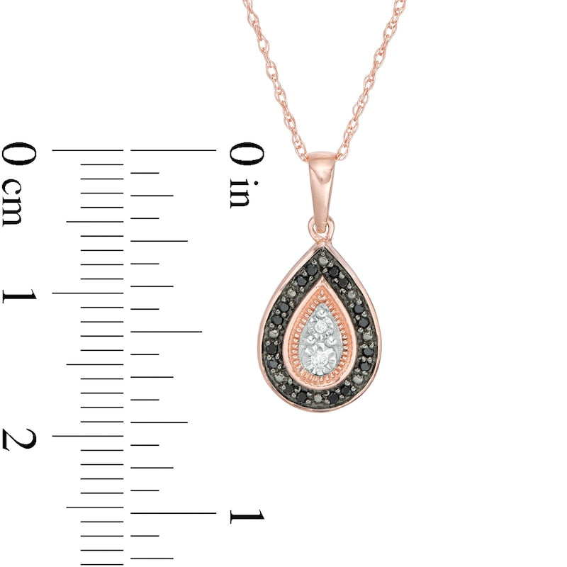 0.07 CT. T.W. Enhanced Black and White Composite Natural Diamond Teardrop Pendant in 10K Rose Gold